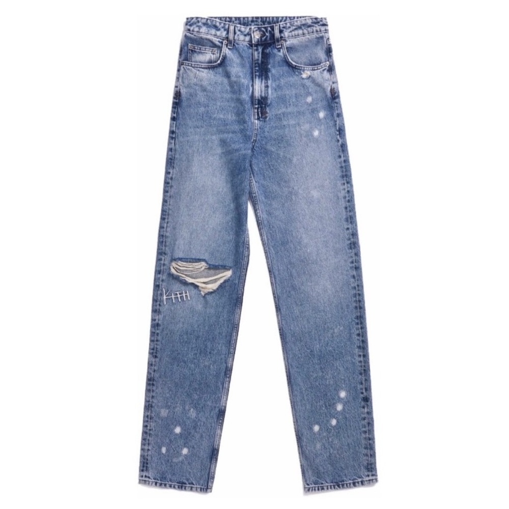 Kith Women's Straight Leg Distressed Blue Jeans